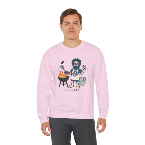 Grateful Dead - Grillin' Jerry | Life is dead. Crewneck Sweatshirt - StealieShop
